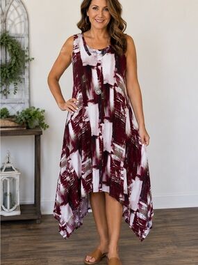 Simply Vera Vera Wang Sleeveless Swing‎ Sharkbite Midi Dress L